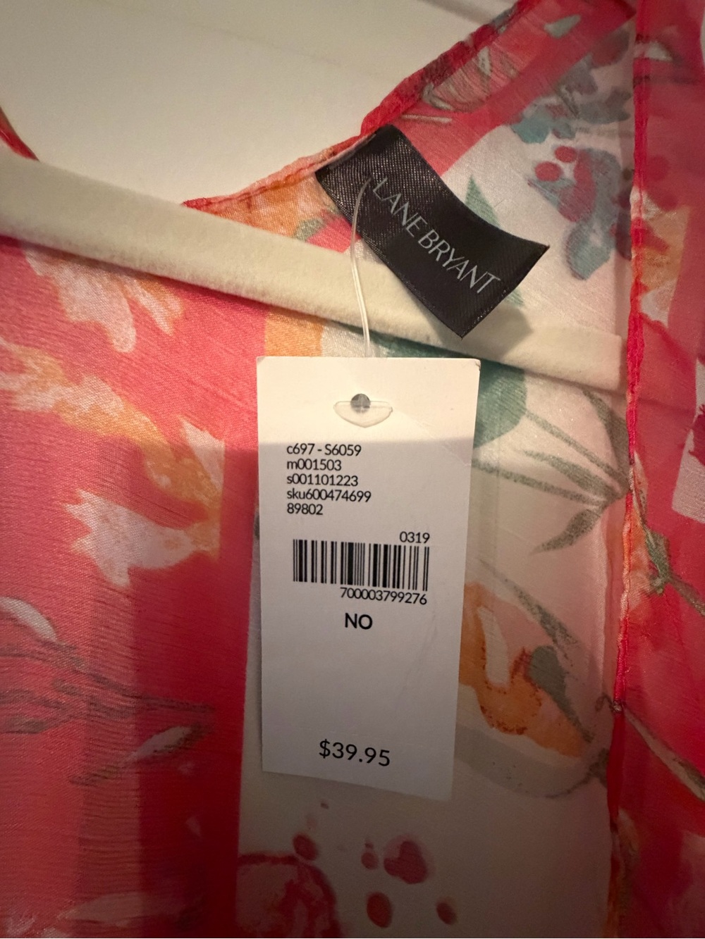 Lane Bryant Coral Floral Sheer Kimono - Picture 2 of 4